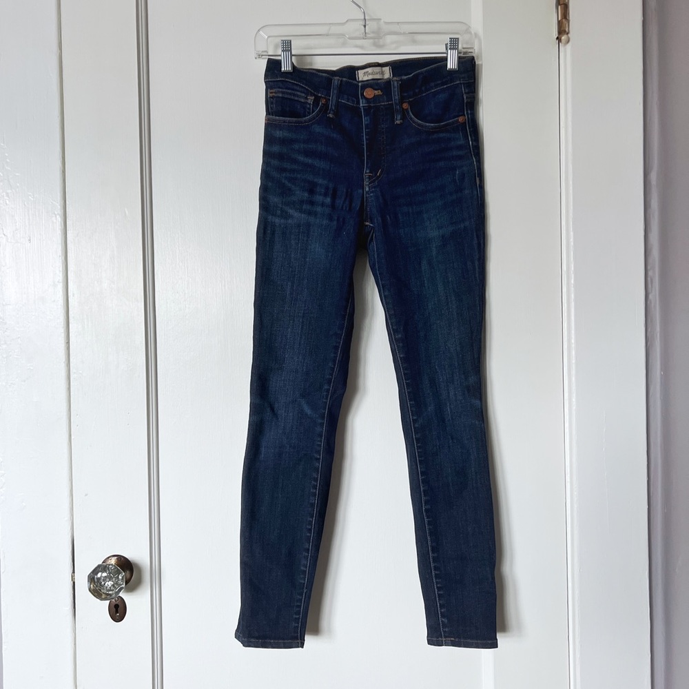 Madewell 9” high-rise skinny dark denim cotton-tencel blend 25